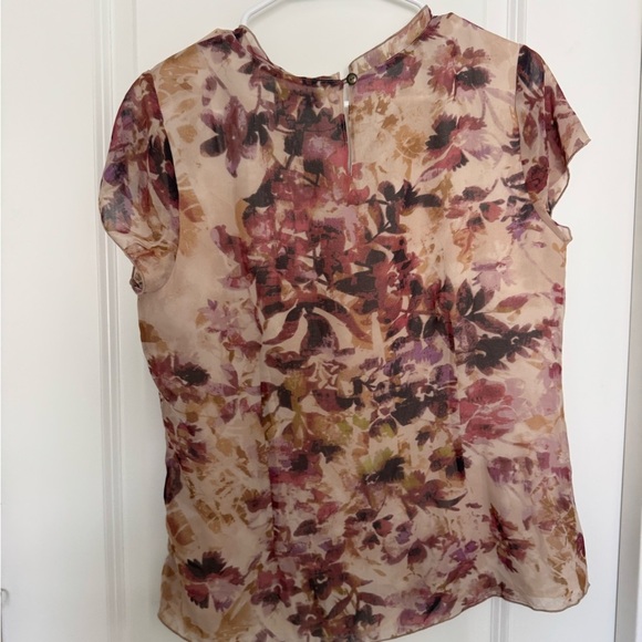 Coldwater Creek Sheer Floral Blouse - Pink and Cream - Picture 3 of 4